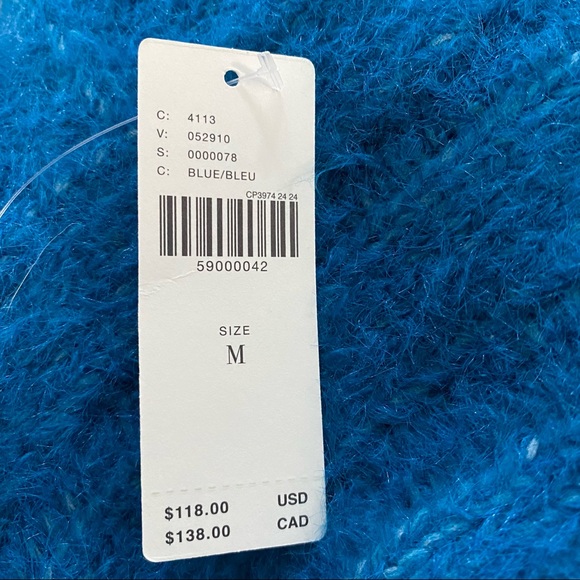 Anthropologie Pilcro NEW Maggie Blue Fuzzy Cozy V-neck Sweater - Picture 11 of 14